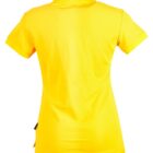 Yellow short-sleeve polo shirt, back view, plain design.