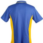 Blue and yellow sports jersey, viewed from the back.