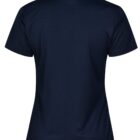 Back view of a plain navy blue polo shirt.