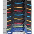 Stacked colorful polo shirts with labeled color combinations.