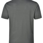 Back view of a plain gray polo shirt with short sleeves.