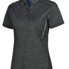 Dark gray short-sleeve polo shirt with white piping detail on a white background.