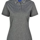 Gray short-sleeve polo shirt with collar and buttons.