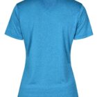 Back view of a blue polo shirt on a white background.