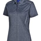 Gray short-sleeve polo shirt with subtle diagonal stripes and a collar.