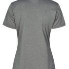 Gray short-sleeve polo shirt with a collar, viewed from the back.