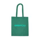 Green tote bag with GREPOW logo in blue on the front.