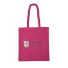 Pink tote bag with Westmead Hospital logo and colorful crest on the front.