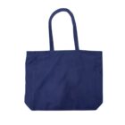 A plain navy blue tote bag with two handles, shown on a white background.
