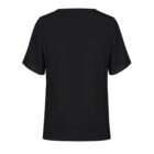 Plain black short-sleeve T-shirt shown from the back against a white background.