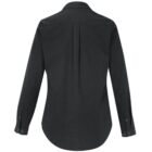 Black long-sleeve button-up shirt shown from the back.