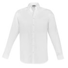 White long-sleeve button-down shirt with a collar, displayed on a plain background.