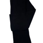 A folded black scarf with a ribbed texture against a plain white background.