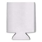 Blank white can koozie with a stitched seam, isolated on a white background.