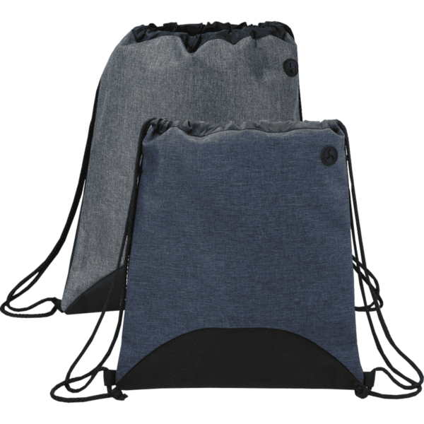 Two drawstring bags, one gray and one blue, with black accents.