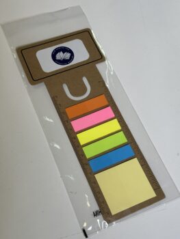A ruler bookmark with sticky notes—branded office supplies for a colorful, organized desk.
