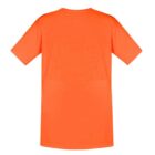 Bright orange T-shirt, viewed from the back against a white background.