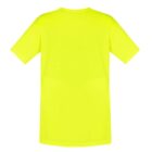 Neon yellow T-shirt on a white background, shown from the back.