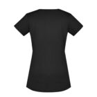 Plain black short-sleeve T-shirt shown from the back on a white background.