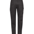 Black cargo pants with multiple pockets displayed on a white background.