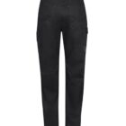 Black cargo pants with multiple pockets, shown from the back.