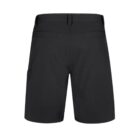 Back view of black shorts with pockets on a white background.