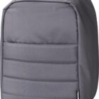 A gray, padded, rectangular insulated lunch bag with a handle on top.