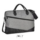 Grey and black laptop bag with handles and an adjustable shoulder strap.