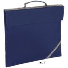 Navy blue fabric document bag with handle and diagonal gray accent strip.