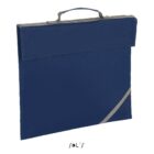 Blue document bag with a handle and a diagonal gray stripe in the bottom right corner.