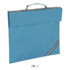 Light blue fabric document bag with handle and a diagonal gray stripe on the bottom right.