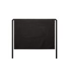 Black waist apron with a front pocket, displayed against a white background.