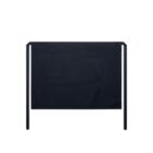 Black waist apron with a large front pocket, displayed on a white background.
