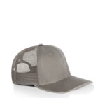 Gray trucker hat with mesh back and solid front, displayed on a white background.