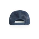 Rear view of a blue mesh baseball cap with an adjustable snapback closure.