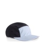 Black and light blue color-block baseball cap on a white background.