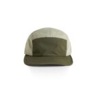 Green and light green panel cap with a flat brim, photographed on a white background.