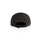 Black baseball cap shown from the back with an adjustable strap and buckle.