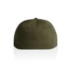 Back view of an olive green baseball cap on a white background.