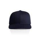 Black snapback cap on a white background, shown from the front.