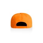 Bright orange baseball cap viewed from the back, showing an adjustable snapback strap.