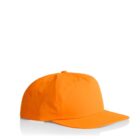 Bright orange baseball cap on a white background.