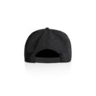Black baseball cap shown from the back with adjustable strap and snap closure.