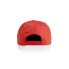 Red baseball cap shown from the back, displaying the adjustable strap.