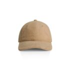 Beige corduroy baseball cap with a curved brim, viewed from the front.