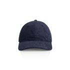 Navy blue baseball cap on a white background, shown from the front.