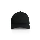 A plain black baseball cap on a white background, viewed from the front.