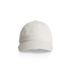 Front view of a plain, light beige baseball cap on a white background.