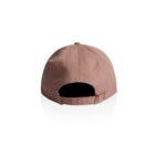 Brown baseball cap viewed from the back with an adjustable strap and metal buckle.