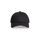 Black baseball cap with mesh back, shown from the front on a white background.